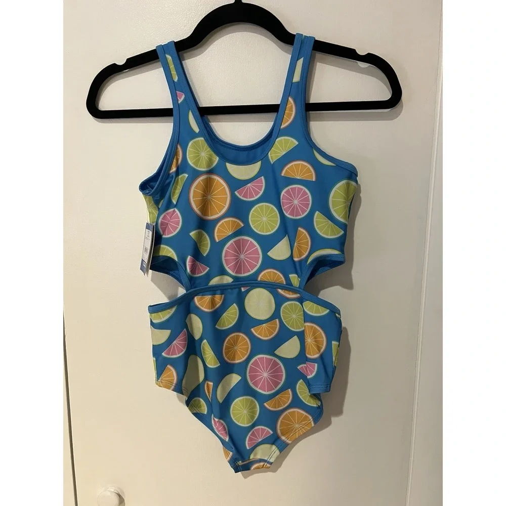 DSG Girls Main Squeeze Fruit Print One Piece Swimsuit UV-Protection Size‎ L